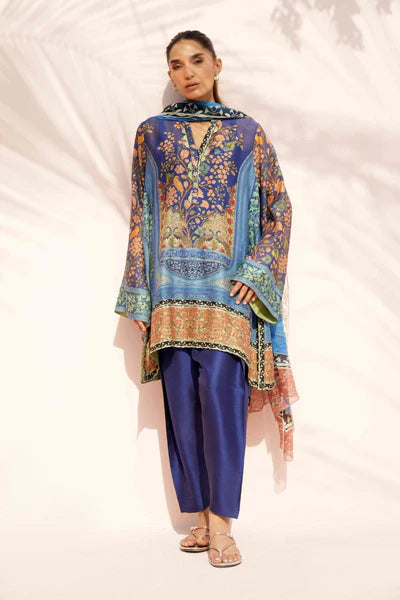 Sania Maskatiya - Aisa Cotton Net & Raw Silk Suit For Women - Navy - 3 Piece