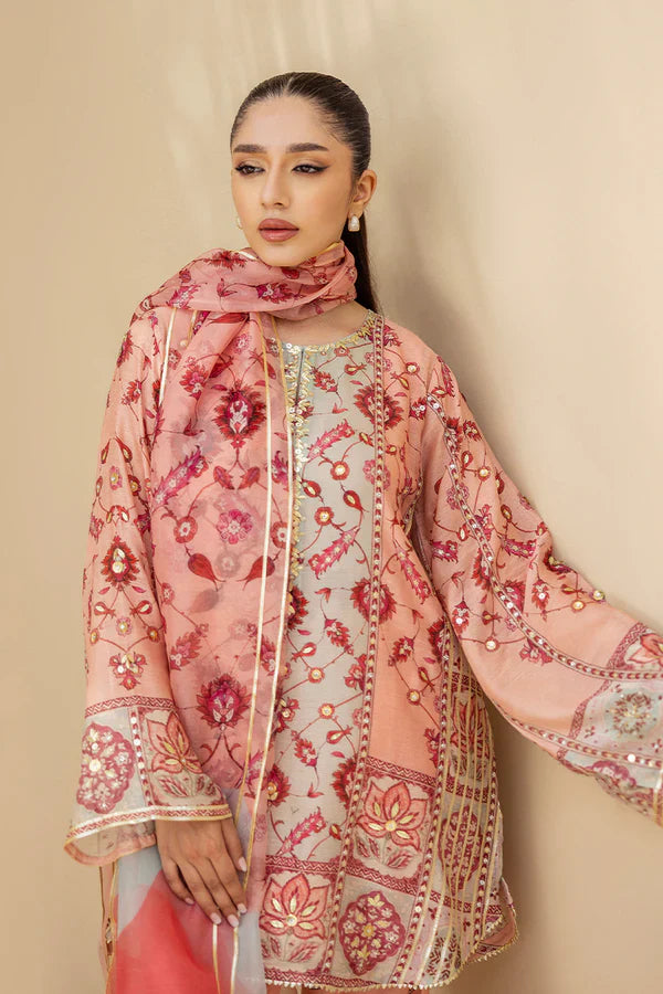 Sania Maskatiya - Aiva (C) - Cotton Net , Crepe , Khaddi Silk , Organza - Millennial Pink - 3 Piece