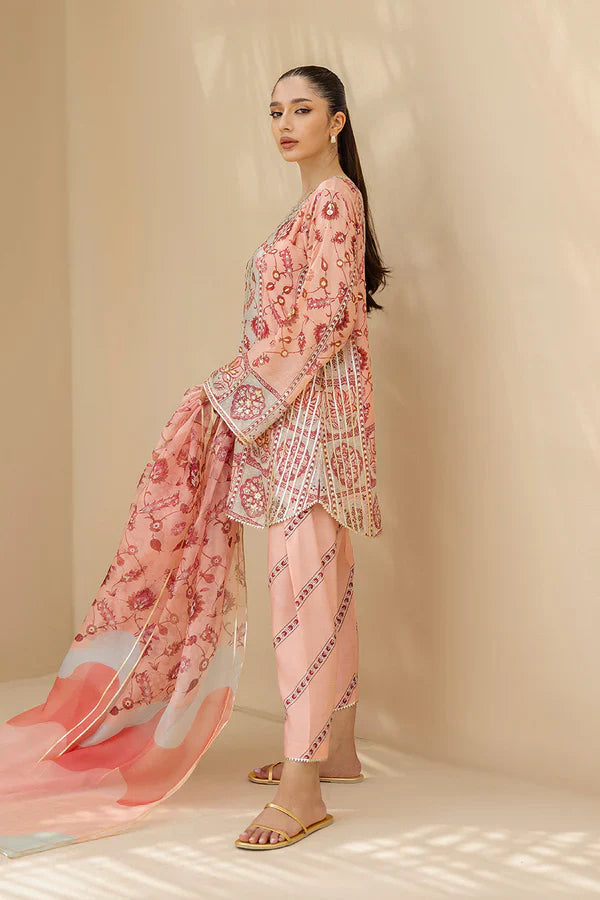 Sania Maskatiya - Aiva (C) - Cotton Net , Crepe , Khaddi Silk , Organza - Millennial Pink - 3 Piece