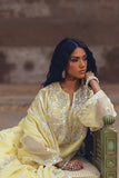 Sanam Chaudhri - Alwaan Cotton Net Suit For Women - Light Lemon - 3 Piece