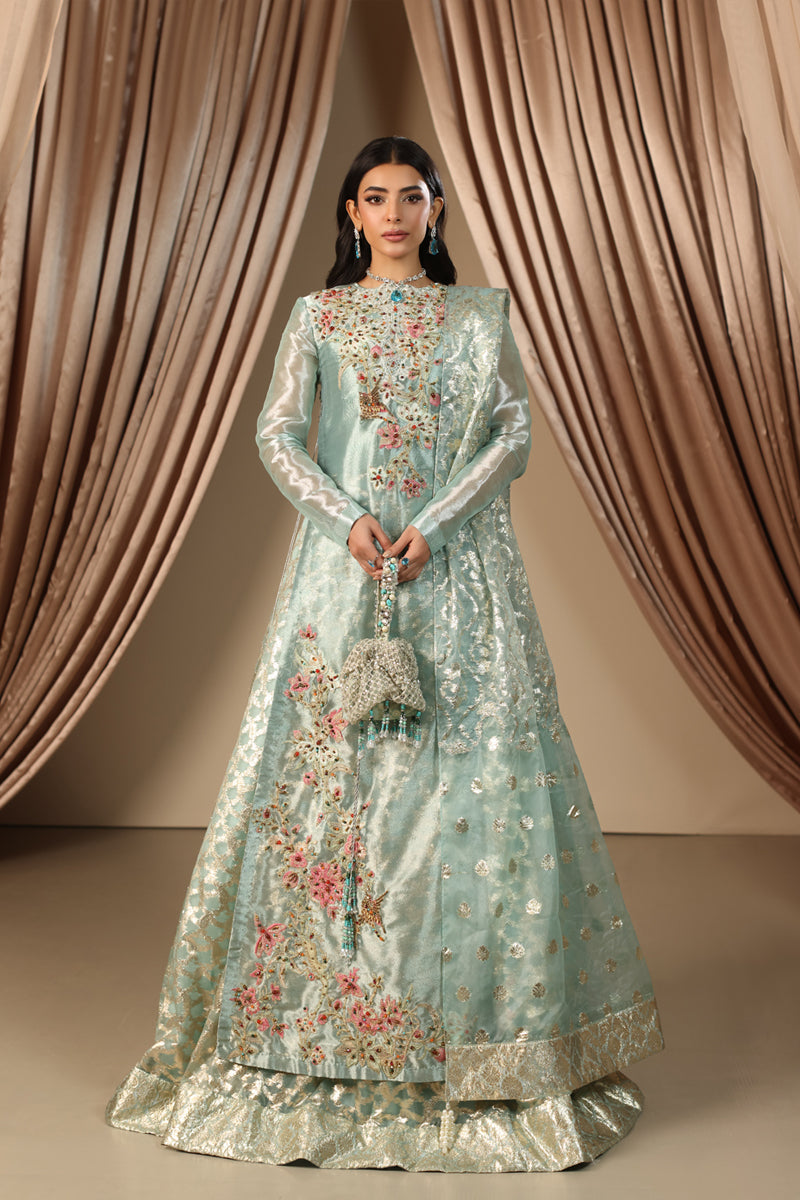 Musferah Saad - Aqua Princess - Ice Blue - Tissue & Organza - 2 Piece
