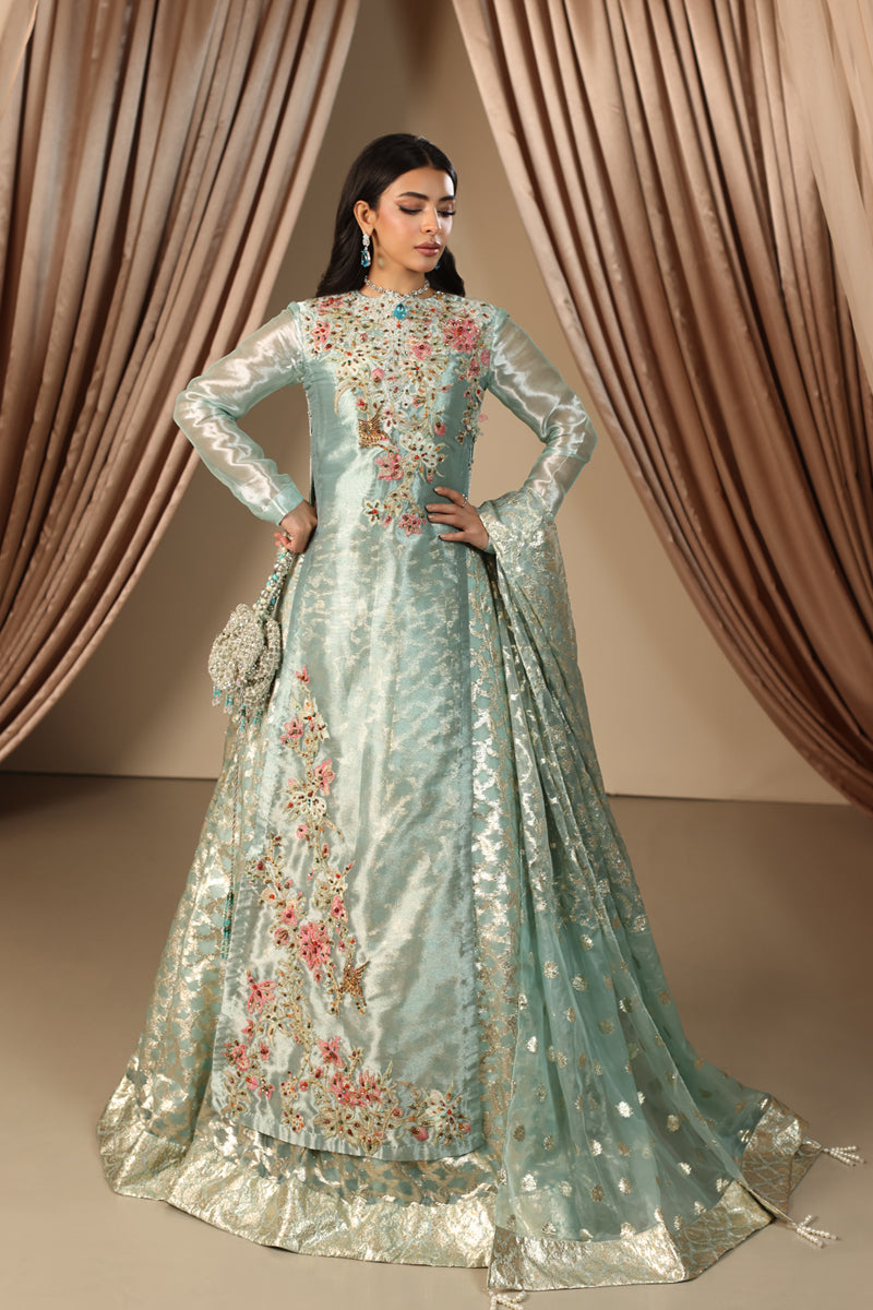 Musferah Saad - Aqua Princess - Ice Blue - Tissue & Organza - 2 Piece