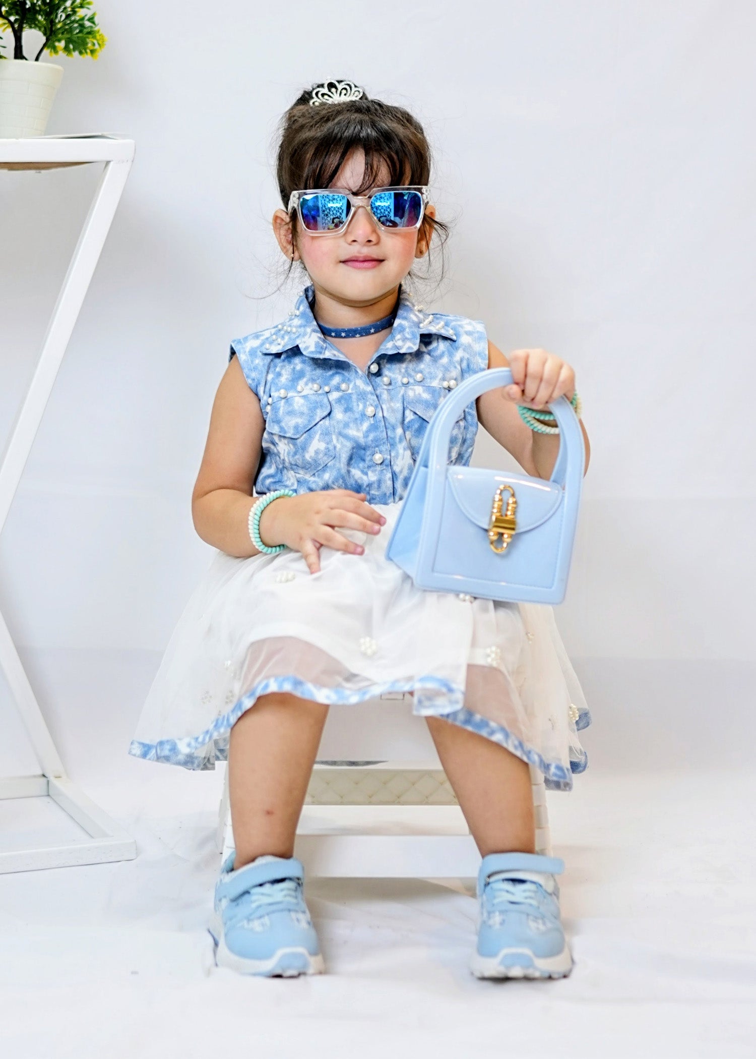 Modest - Denim Pearl - Net - 1 Piece Frock