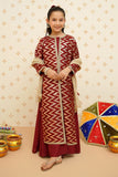 Modest - Girls Organza Suit | 8985 - Maroon - 4 Piece
