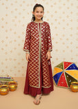 Modest - Girls Organza Suit | 8985 - Maroon - 4 Piece