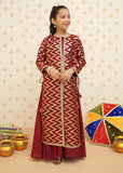Modest - Girls Organza Suit | 8985 - Maroon - 4 Piece