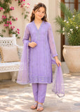 Modest Embroidered Crinkle Suit Purple 3 Piece