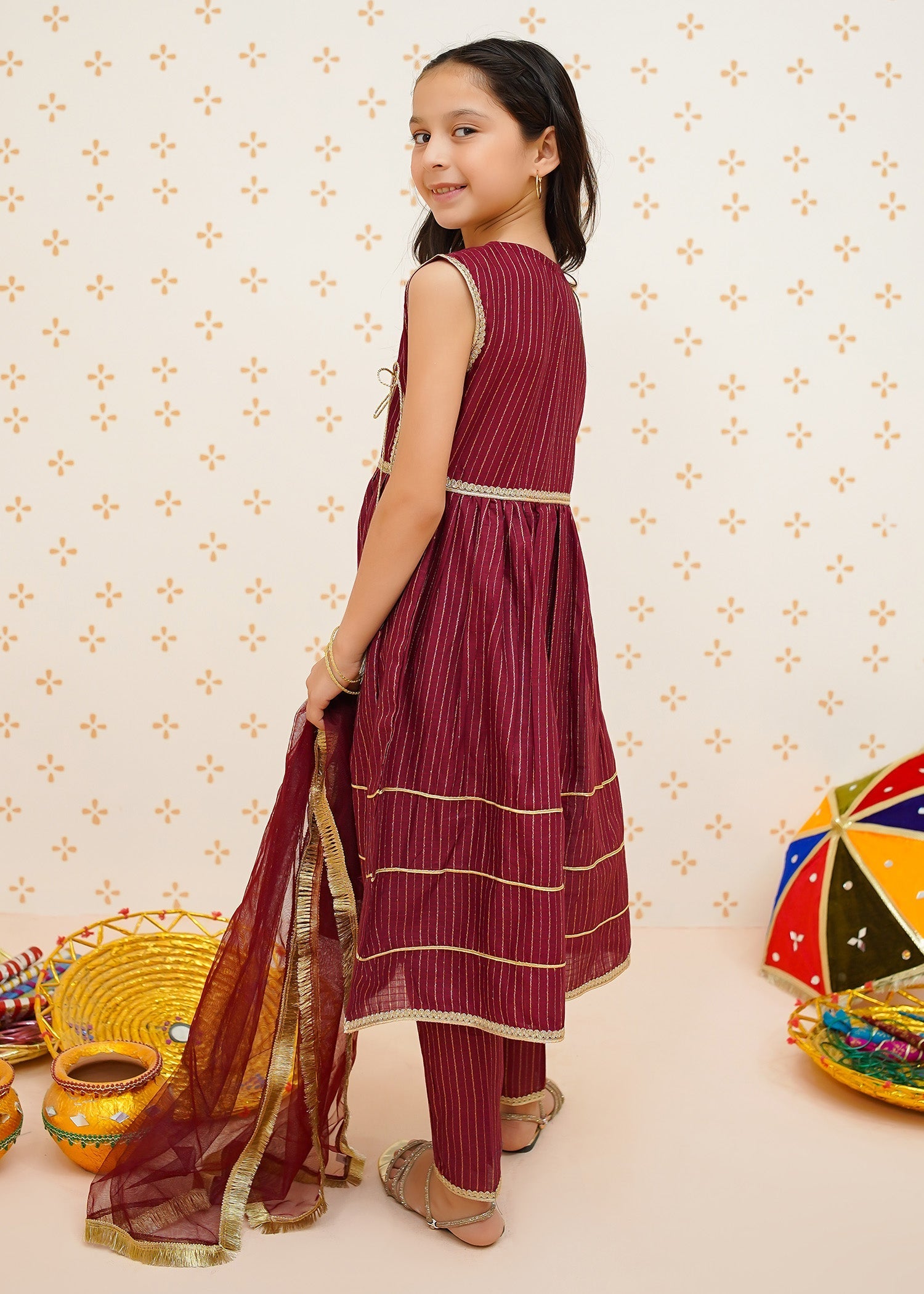 Modest - Girls 3 Piece Maroon Outfit  | 9470