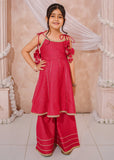 Modest - Maysuri Embroidered Sharara For Girl - Pink - 3 Piece