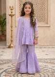 Modest Girls 3 Piece Cotton Silk Embroidered Anghrakha Dress Purple