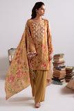 Cross Stitch - Mustard Orchid - Linen Printed Suit - 3 Piece - Unstitch