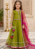 Modest Girls 3 Piece Green Net Lehenga