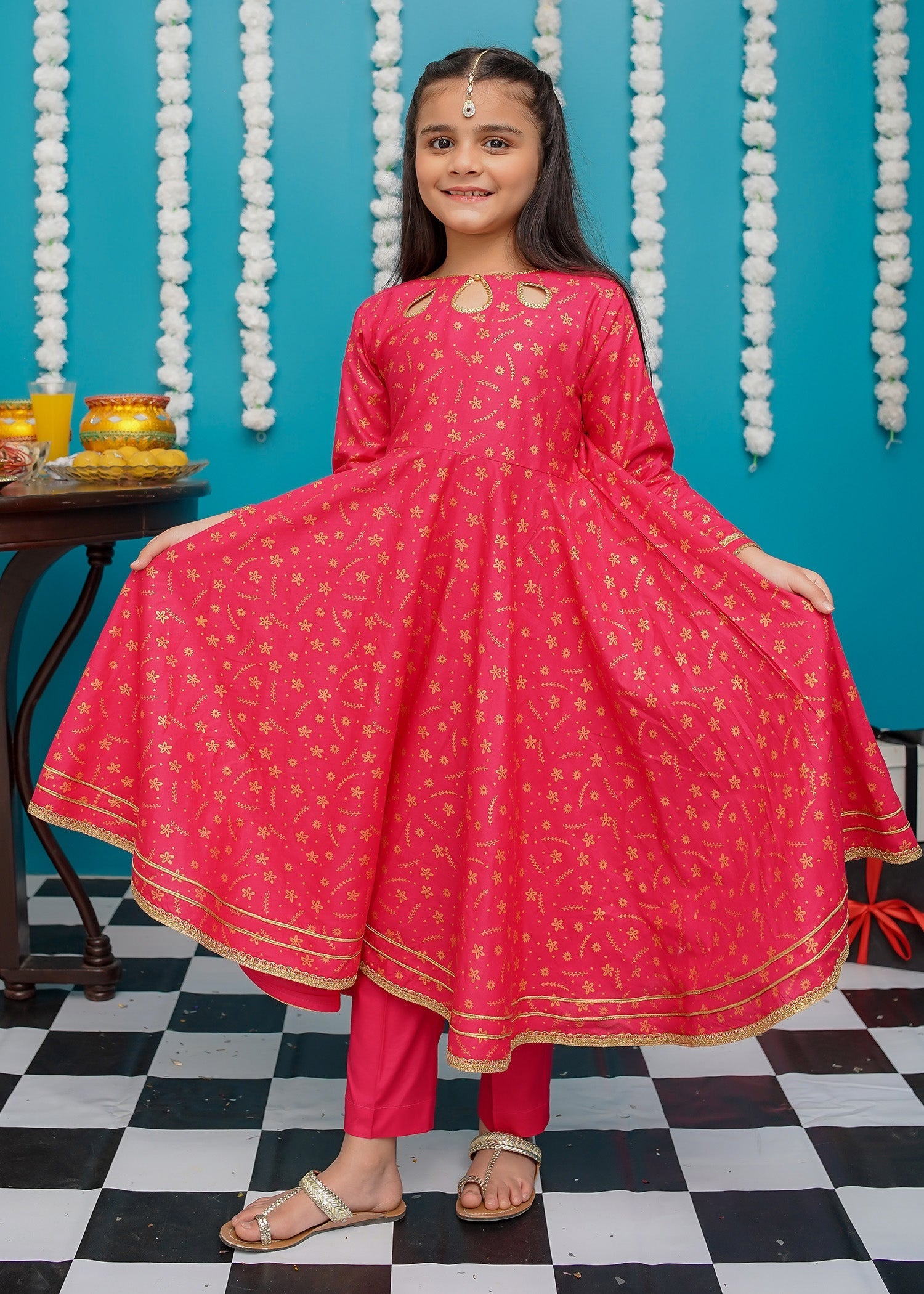 Modest - Cotton Pink Frock - 9220 - 3 Piece