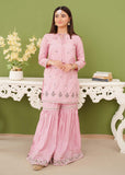 Modest - Rawsilk Embroidered Pink Gharara - Girls 3 Piece Suit