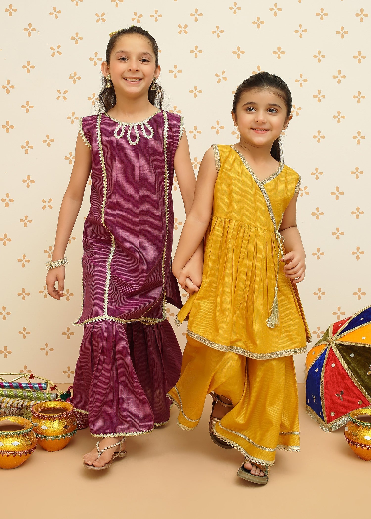 Modest - Cotton Ethnic Gharara Set - 9085 - Purple - Cotton - 3 Piece