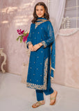 Modest - Crinkle Embroidered Suit For Girl - Blue - 3 Piece