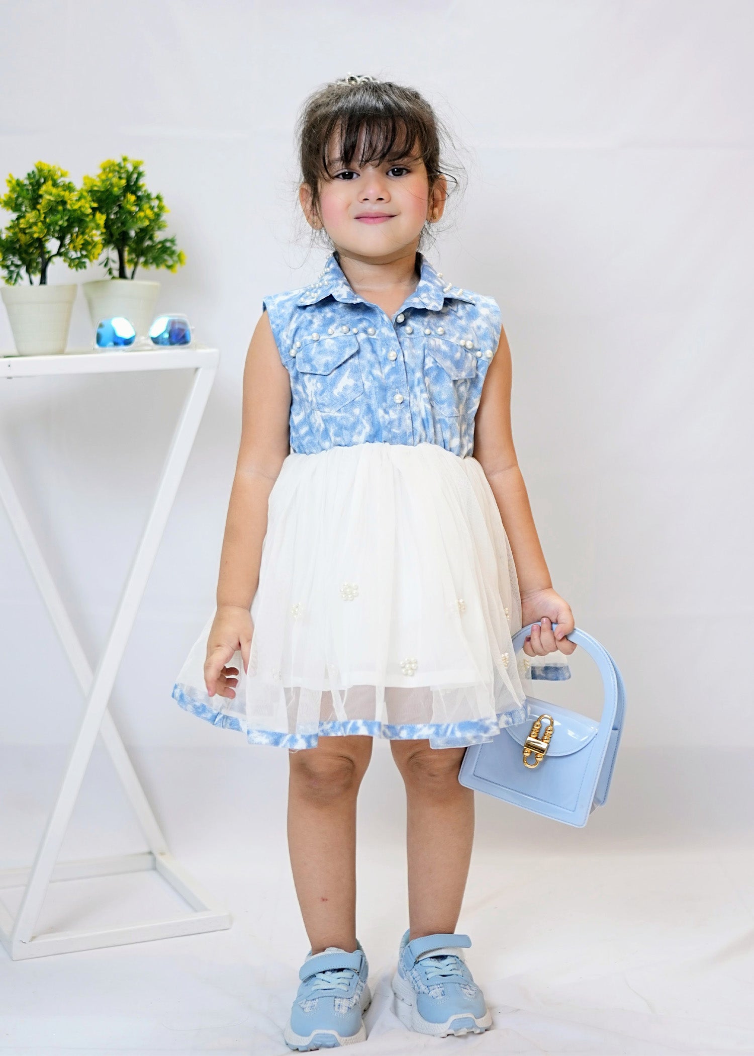 Modest - Denim Pearl - Net - 1 Piece Frock