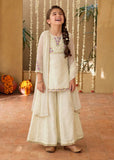 Modest 3 Piece Off White Chiffon Embroidered Sharara