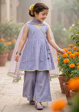 Modest Girls 3 Piece Purple Cotton Festive Anghrakha Dress