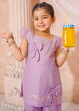 Modest - Cotton Lawn Embroidered Gharara For Girl - Purple - 3 Piece