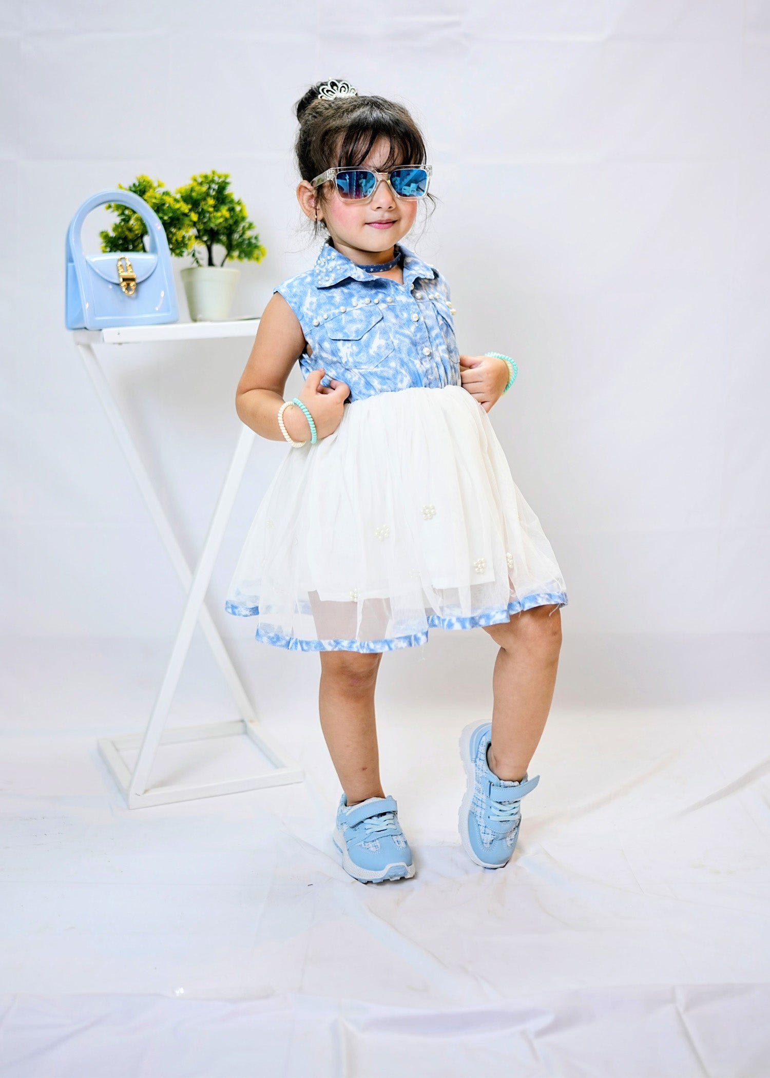Modest - Denim Pearl - Net - 1 Piece Frock