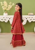 Modest - Maroon Printed Linen Gharara - Girls 3 Piece Suit