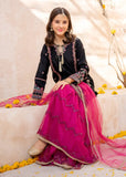 Modest - Rawsilk Embroidered Gharara For Girl - Black - 3 Piece