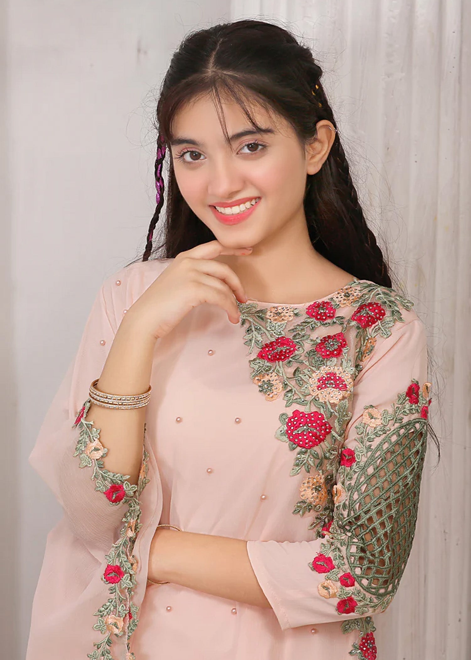 Modest - Pearl Cape Shirt - Peach - Chiffon - 3 Piece