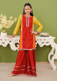 Modest - Embroidered Raw Silk Gharara - Girls 3 Piece Suit