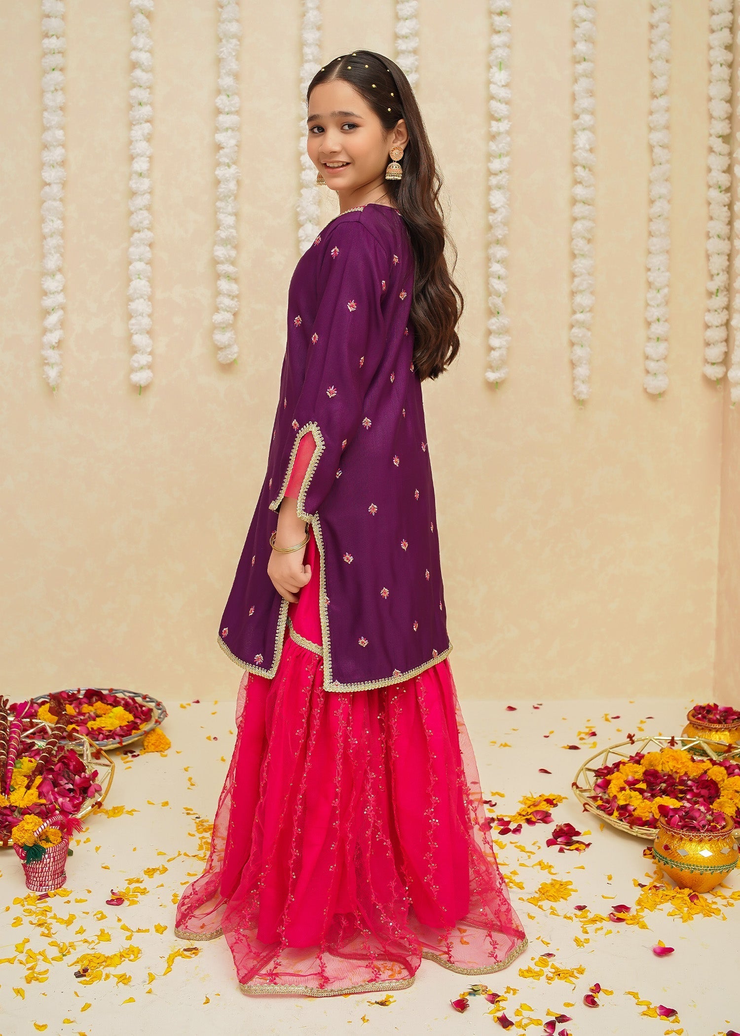 Modest - Rawsilk Purple Gharara - 8925 - 3 Piece