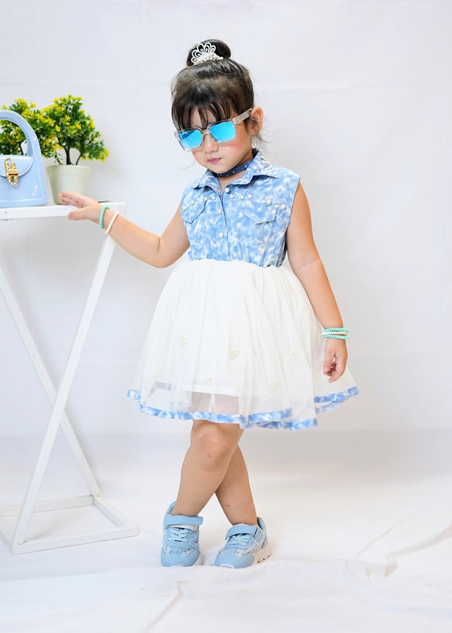 Modest - Denim Pearl - Net - 1 Piece Frock