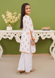Modest - Printed White Cotton - Girls 3 Piece Suit