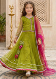 Modest Girls 3 Piece Green Net Lehenga