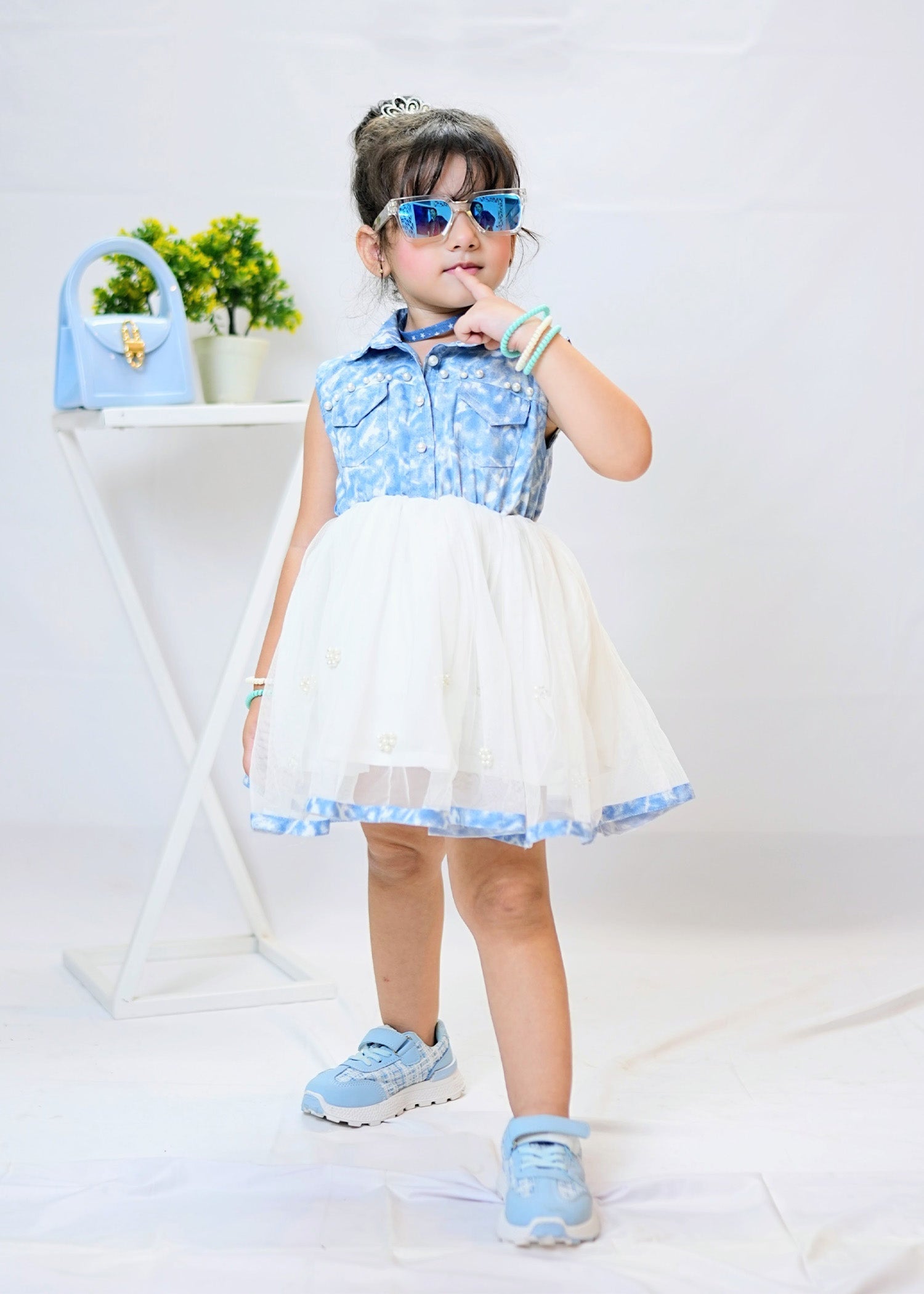 Modest - Denim Pearl - Net - 1 Piece Frock