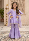 Modest Girls 3 Piece Cotton Silk Embroidered Anghrakha Dress Purple