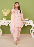 Modest - Peach Chiffon Embroidered - Girls 3 Piece Suit