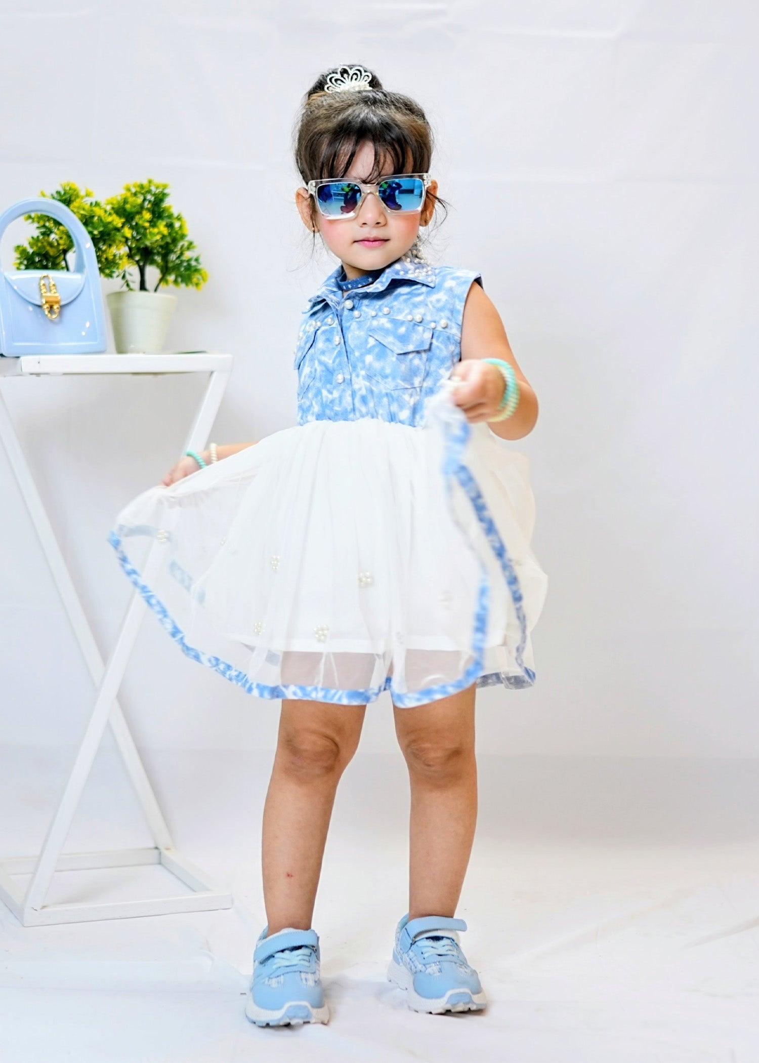 Modest - Denim Pearl - Net - 1 Piece Frock