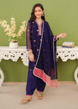 Modest - Embroidered Blue Chiffon - Girls 3 Piece Suit