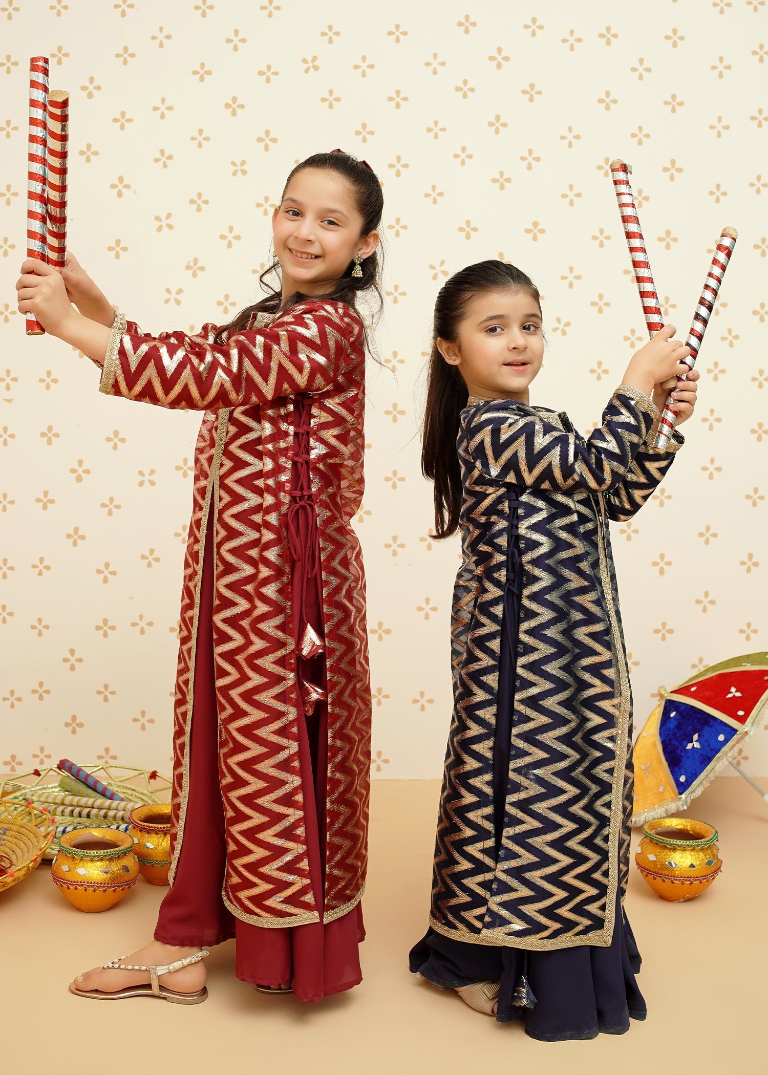 Modest - Organza Blue Set | 8985 - Organza - Navy Blue - 4 Piece