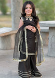 Modest - Cotton Lawn Toddler Dress For Girl - Black - 3 Piece
