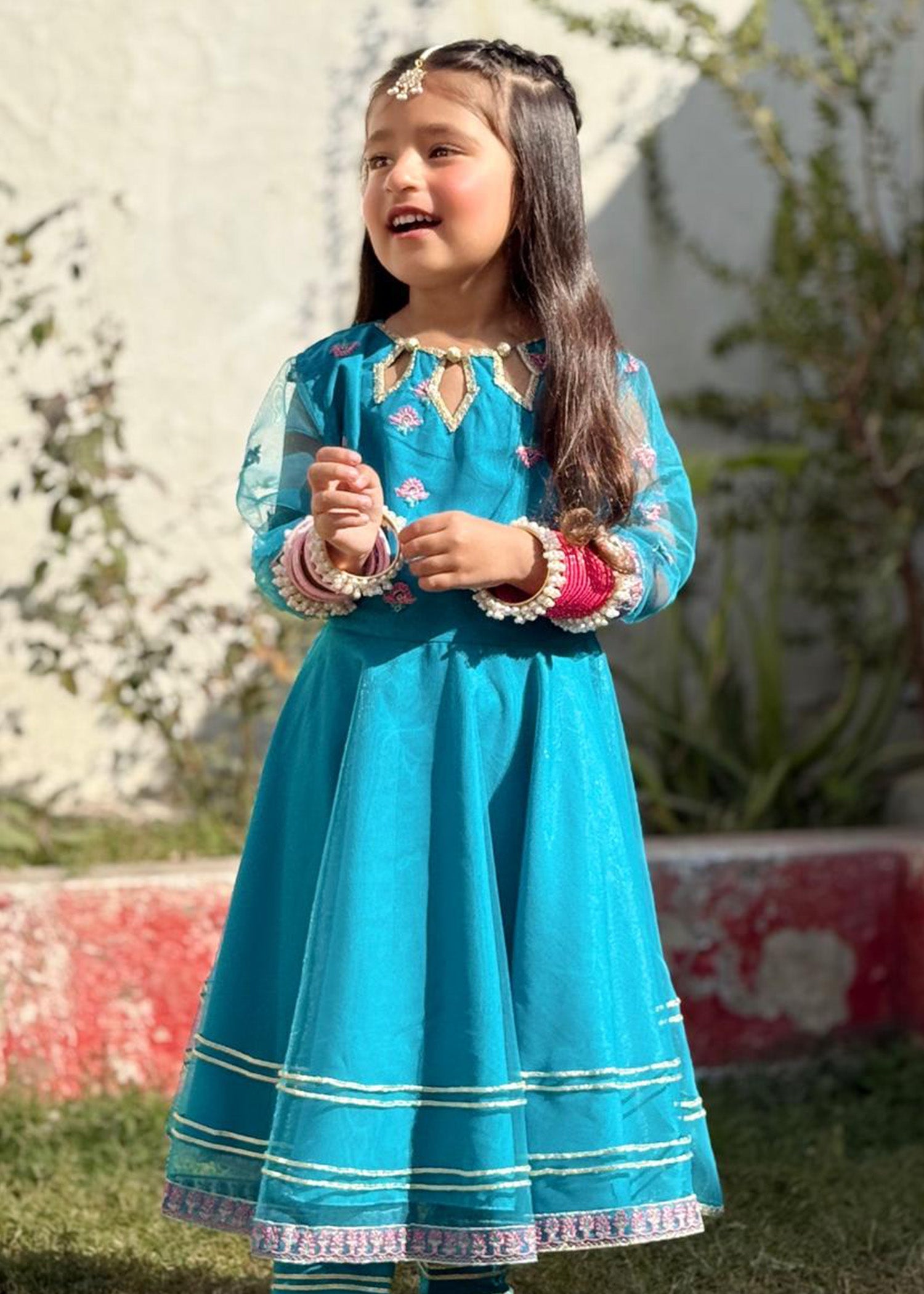 Modest - Saniya - Net - Blue - 3 Piece