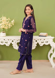 Modest - Chiffon Embroidered Suit For Girl - Blue - 3 Piece