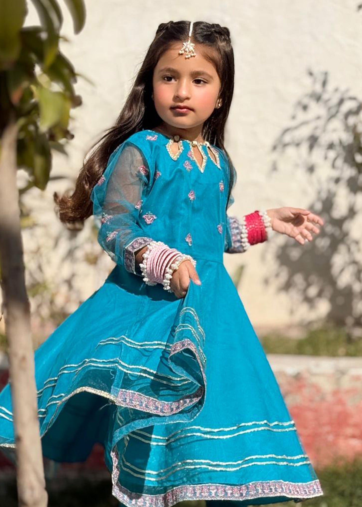 Modest - Saniya - Net - Blue - 3 Piece