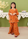 Modest - Cotton Printed Gharara For Girl - Mustard - 3 Piece