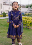 Modest 3 Piece Printed Rawsilk Frock Blue