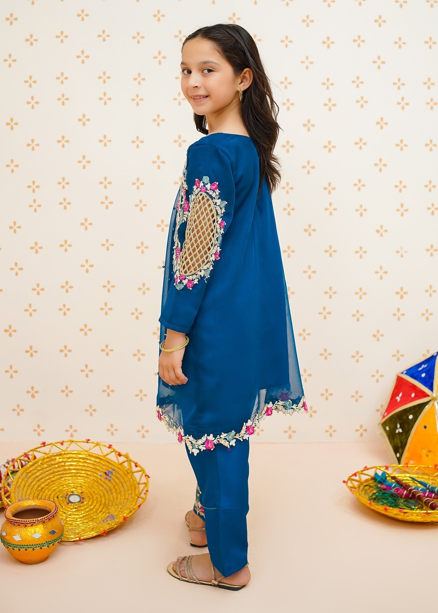 Modest - Pearl Cape Shirt - Blue - Chiffon - 3 Piece
