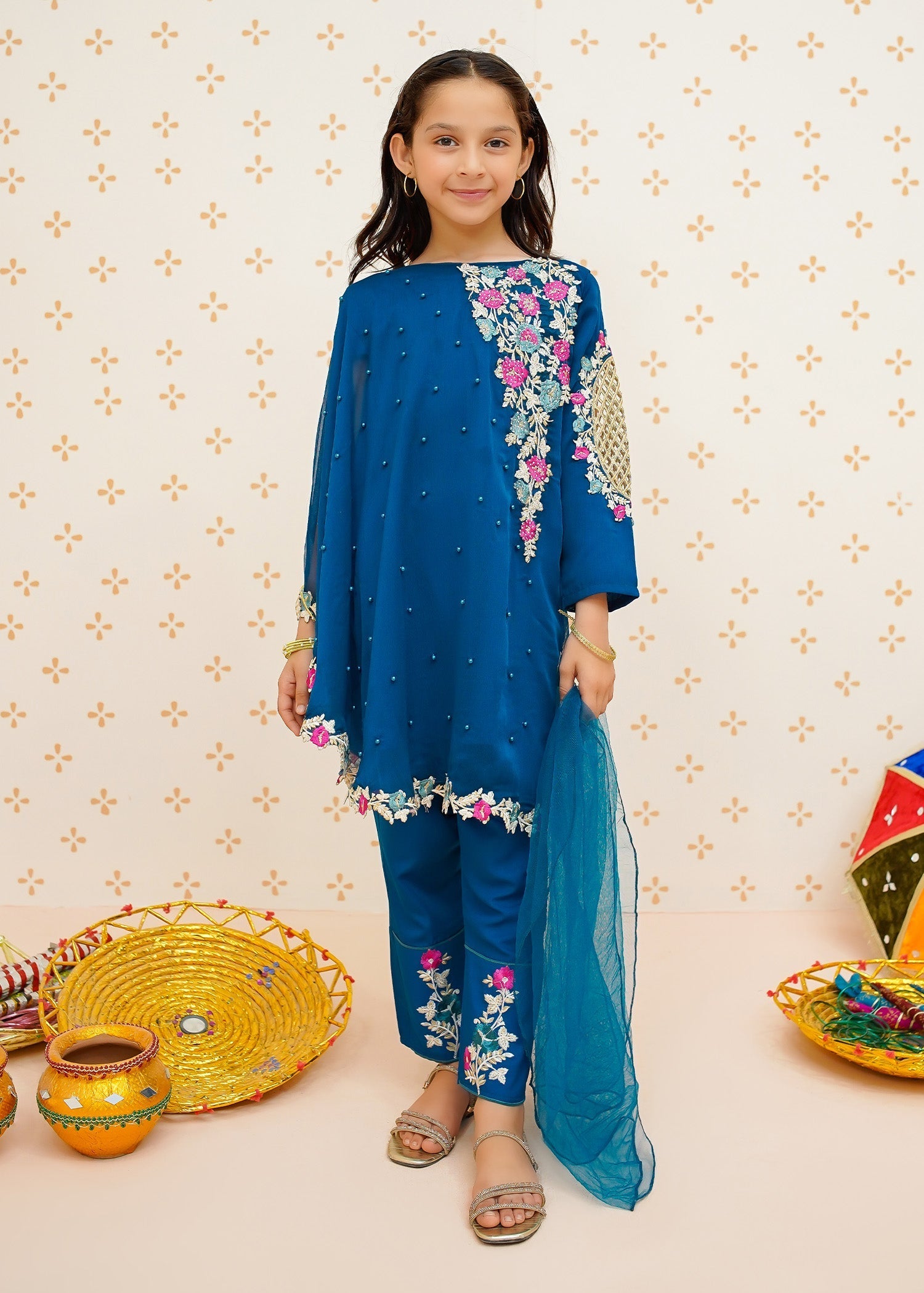 Modest - Pearl Cape Shirt - Blue - Chiffon - 3 Piece