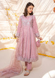 Modest - Tissue Embroidered Frock For Girl - Pink - 3 Piece