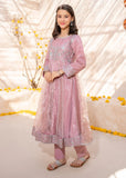 Modest - Tissue Embroidered Frock For Girl - Pink - 3 Piece