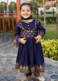Modest 3 Piece Printed Rawsilk Frock Blue